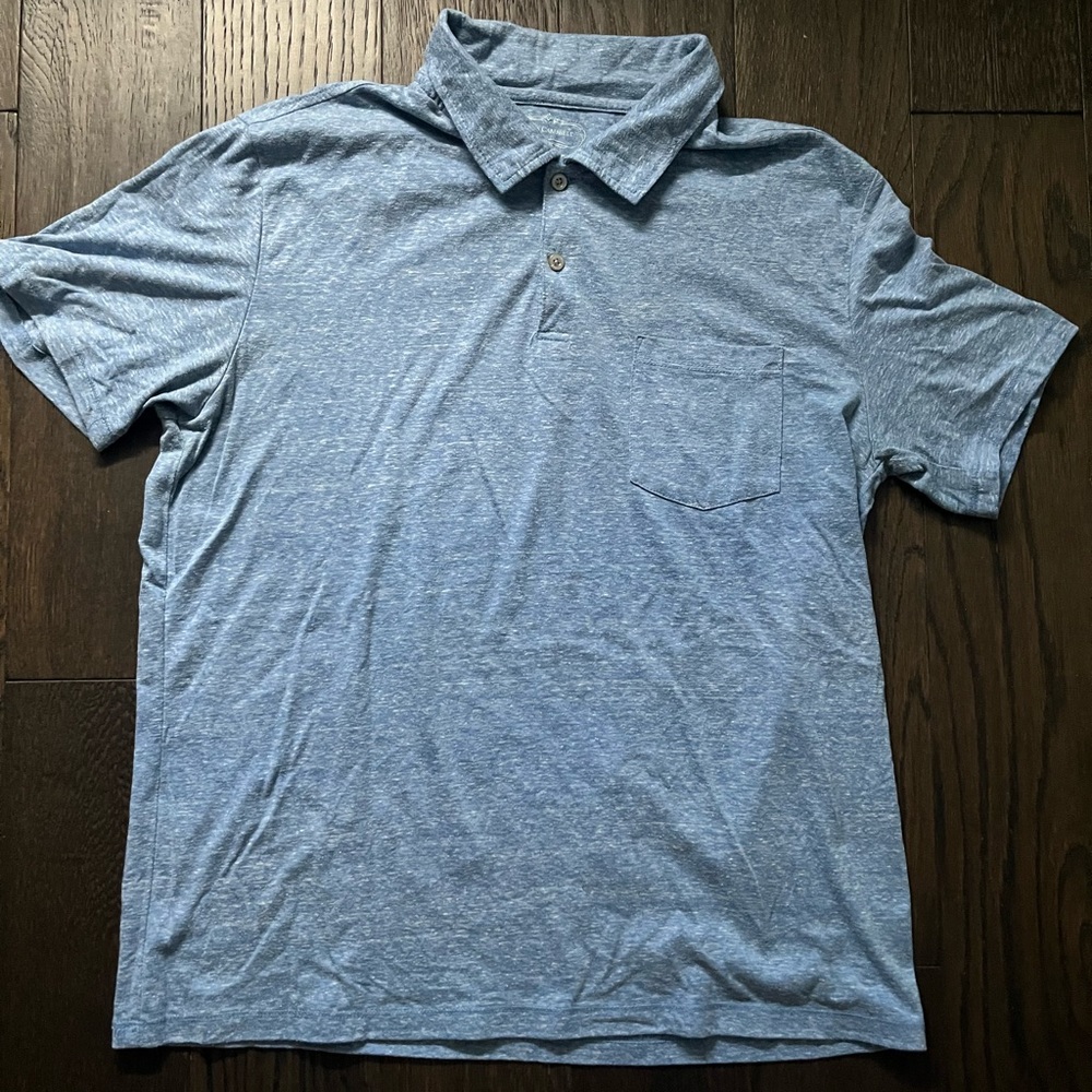 James Campbell, blue polo t-shirt, size Large